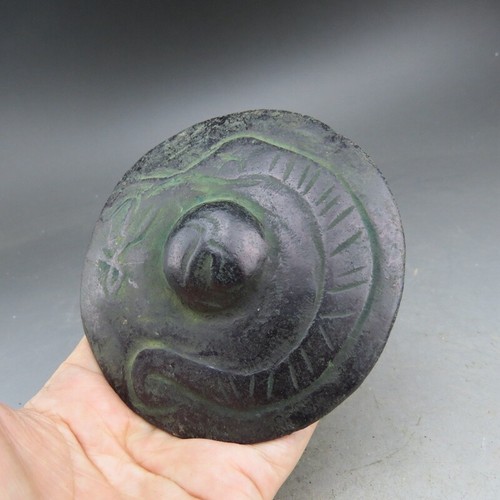 Chinese old jade,Hongshan culture,Black magnet,rare flying saucer,pendant Y427 - Picture 4 of 5