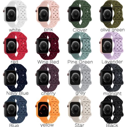 Silicone Band Strap for Apple Watch 8 7 6 5 4 3 2 SE - 38/40/41/42/44/45 Sports - Picture 1 of 26