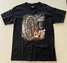 Y2K Style Hot Leathers Men's Big Wheel T-Shirt Size Medium M Motercycle Chopper