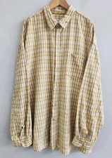 Citron Santa Monica Plaid Button Shirt Long Sleeve Yellow Beige Men's Size XXL
