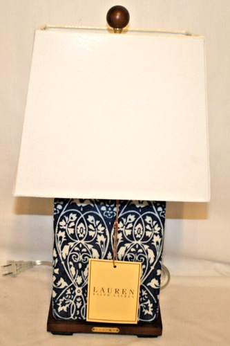 Ralph Lauren Small Porcelain Table Lamp with Shade Blue & White Floral New - Picture 1 of 3