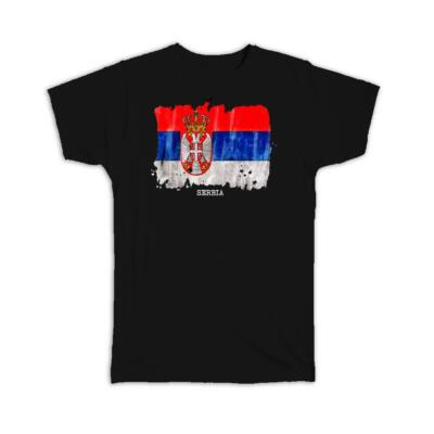 Gift T-Shirt : Serbia Flag Europe Travel Expat Country Watercolor