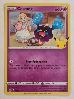 is cosmog a rare pokemon card tcg Celebrations #013/025 Holo prevent all damage done to this Pokmon by attacks Pokemon Booster Cosmog 13/25 Rare
