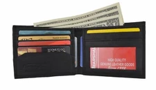 Mens Soft Lamb Genuine Leather Slim ID Credit Card Bifold Wallet