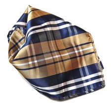 Navy Brown White Plaid Design Men's Hankerchief Pocket Square Hanky