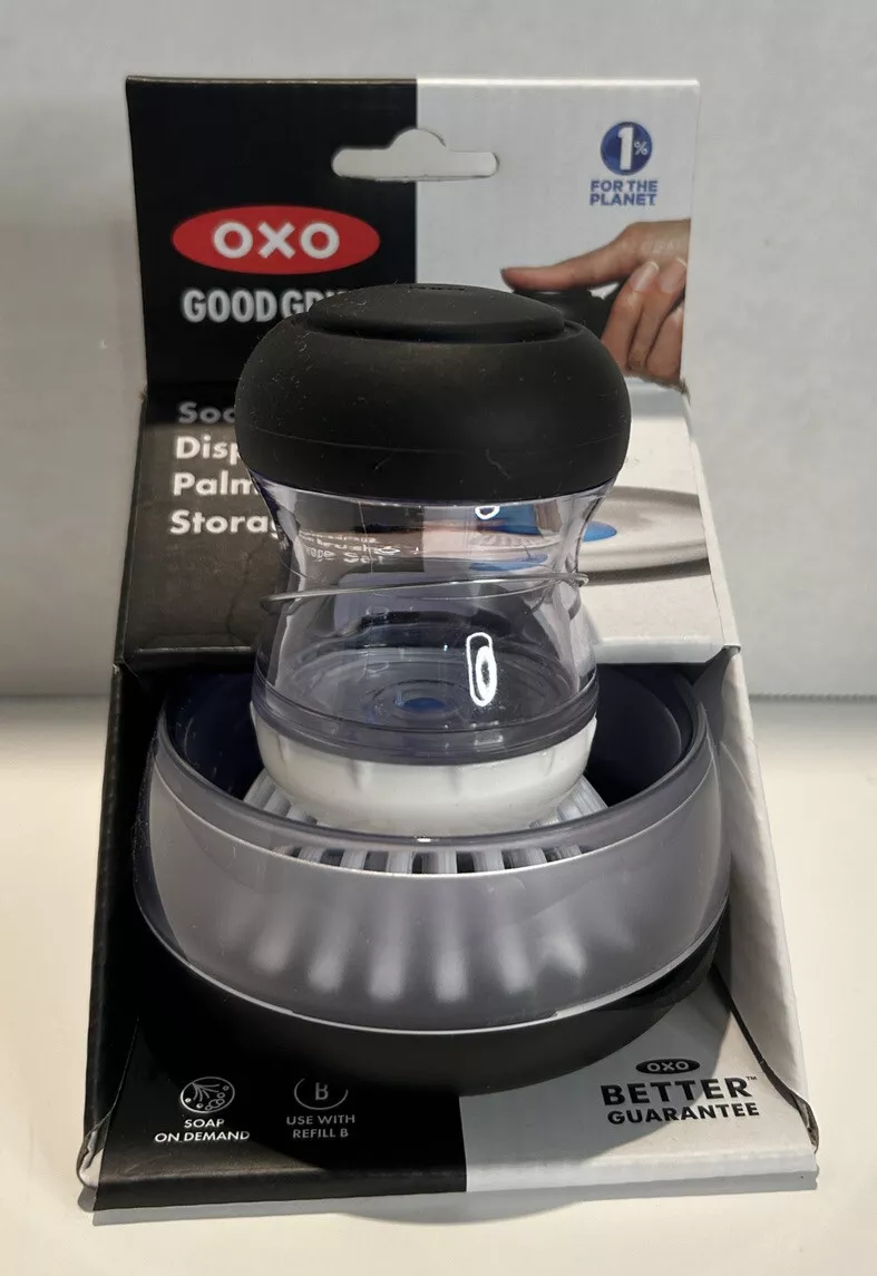 Oxo Good Grips Soap Dispensing Palm Brush Storage Set. Soap On Demand. New.