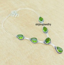 Peridot Gemstone 925 Sterling Silver handmade Gift Necklace 18"