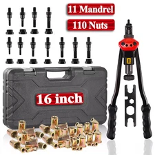 16" Hand Rivet Gun Kit Rivnut Thread Setting Tool Nut Setter NutSert Metric SAE