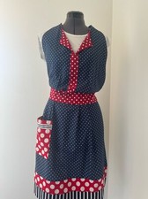 Handmade Red, White,  Blue Polkadot Apron with Pocket