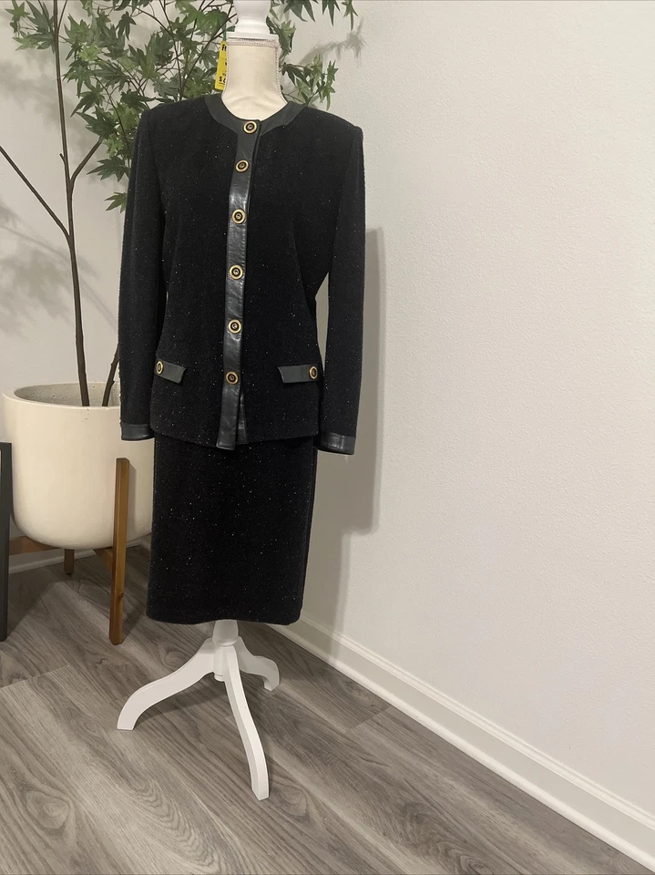 Falda Brillante St John Knit Collection Azul Marino 8/10