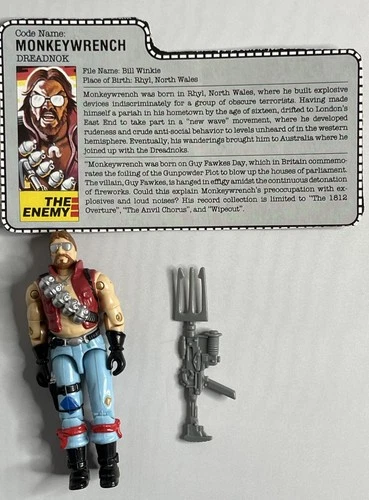 GI JOE MONKEYWRENCH v1 100% Complete w/ File Card Hasbro ARAH Vintage 1986