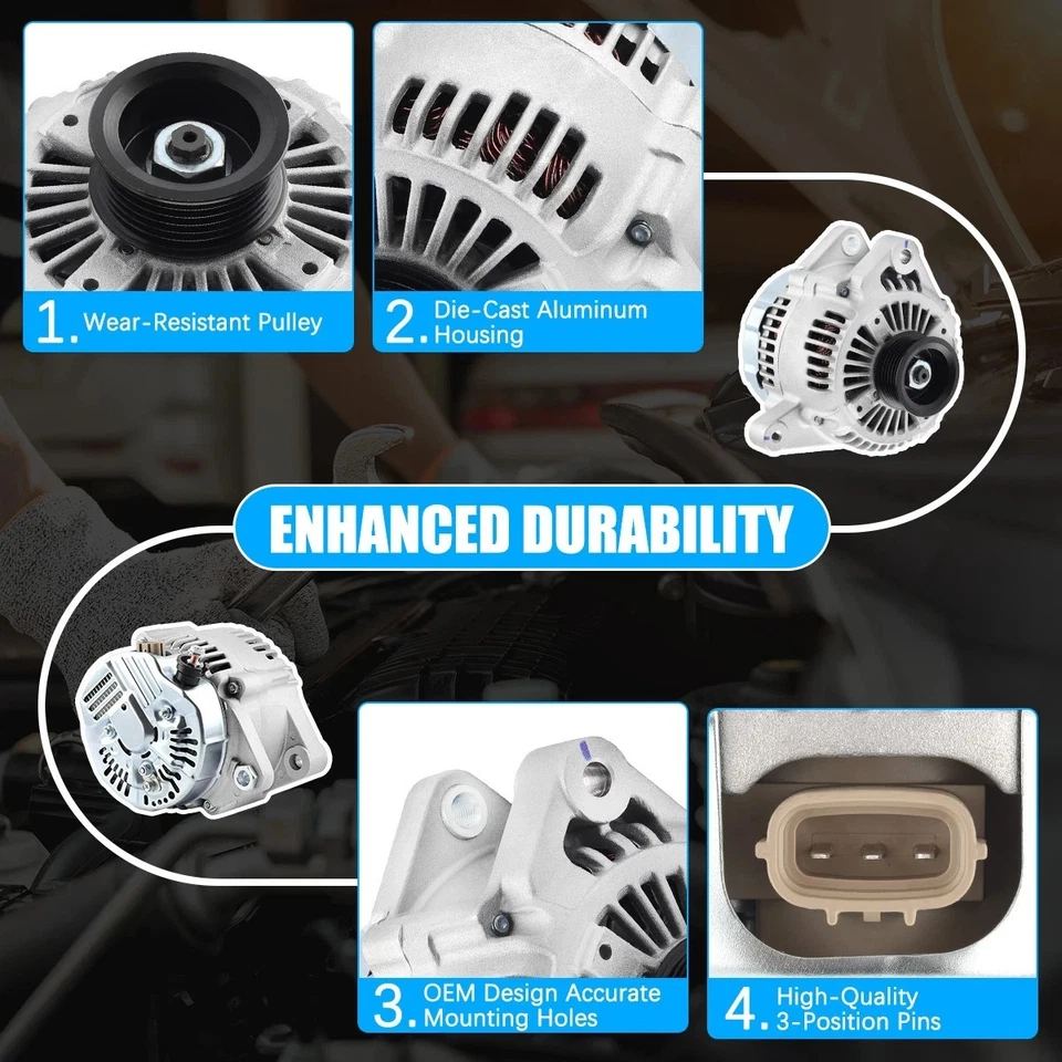 Alternator 13956 for 2002-2003 Toyota Camry Highlander Lexus ES300 RX300 3.0L V6 Foto 4 de 4