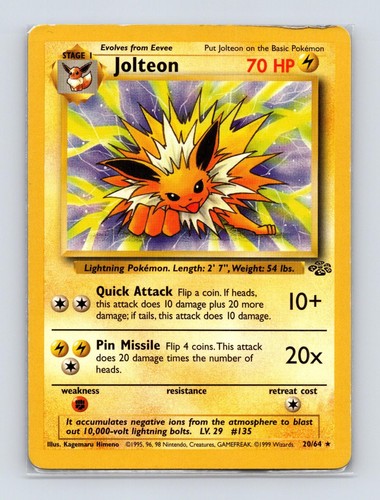 Jolteon 20/64 Jungle Unlimited Rare Pokemon