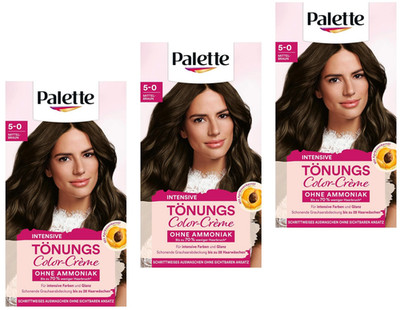 3x Palette Intensive Tönungs Color-Creme 5-0 Mittelbraun ohne Ammoniak 115ml