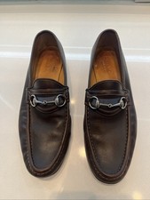 Gucci Horsebit Loafers Brown Men 9.5 D Slip-On Leather 157440 Shoes Italy