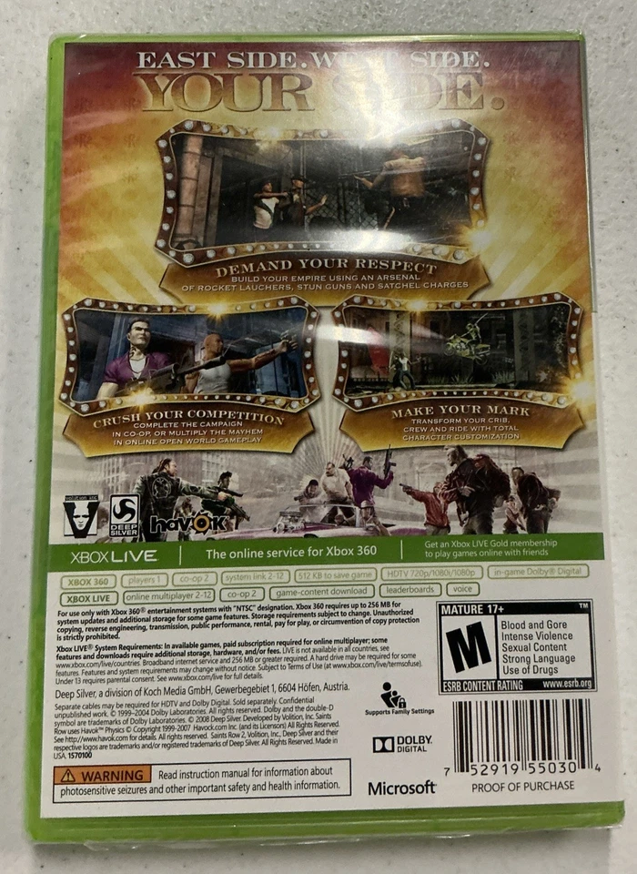 Saints Row 2 Platinum Hits Xbox 360 Brand New Sealed -- S2G -- - Image 2 of 2