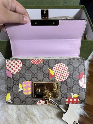 Gucci Sling Pommes Padlock chain shoulder bag light pink leather with duster Box