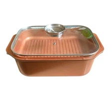 Copper Chef Wonder Cooker XL 14” X 10” X 5” Grill, Roaster Pan And Lid.