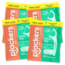 Plackers Micro Mint Dental Flossers, Fold-Out 150 Count Pack of 4 , Green