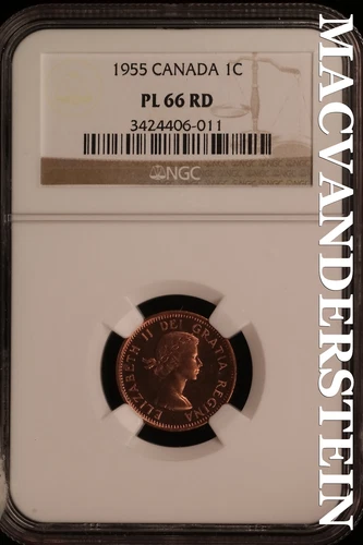 Canada: 1955 One Small Cent - NGC PL 66 RD - Scarce  #SLA470