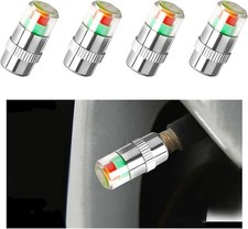 4 PCS Tire Pressure Monitor Valve Caps, 3 Color Eye Alert Tire Pressure Monitor