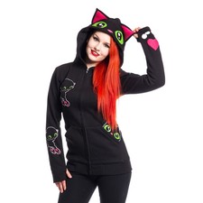 Cupcake Cult Kapuzenjacke Black Cat Hood Katze Hoodie Anime Manga Kawaii Neko