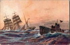 WW1 WWI Imperial German Germany Army Military Postcard Uboat Sinking Wooden Ship
