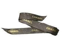 Chanel Black and Metallic Gold - Holiday Gift Wrap Ribbon - 50 Inches