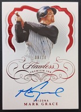 Mark Grace 2020 Panini Flawless On Card Auto /10 Red Foil Premium Ink #PI-MG
