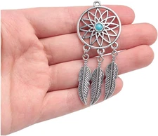 10pcs Antique Silver Dream Catcher Charms for Jewelry Making Bracelets DIY Craft