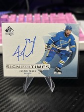 Upper Deck SP Authentic Sign of the Times Justin Faulk Autograph #SOTT-JF