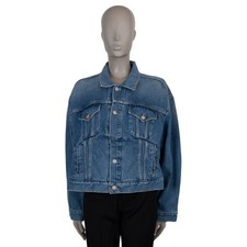 72966 auth BALENCIAGA blue cotton 2016 SWING OVERSIZED BOXY DENIM Jacket 40 M