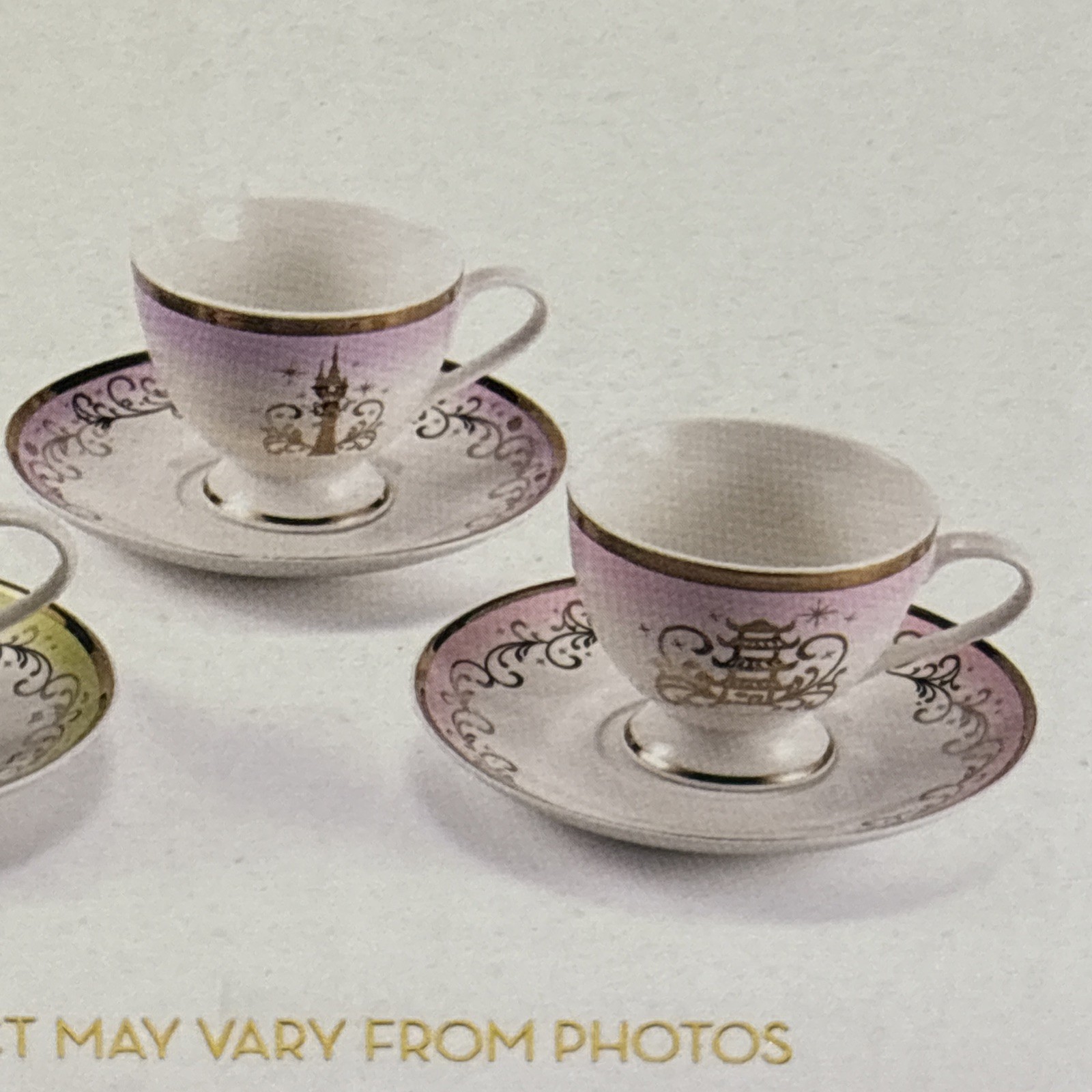 New! Disney Princess 8 Piece Ceramic Teacup Set Tiana Rapunzel Mulan Aurora