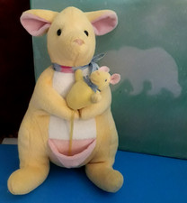 EDEN Musical Yellow KANGAROO With Baby 9.5" Plush Toy Stuffed Animal NICE