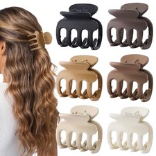 6 Pcs Hair Clips Small Claw Clips for Thin Hair Medium Matte Non-slip Coffee