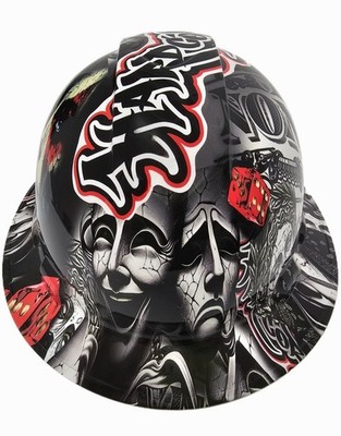 full brim hard hat custom hydro dipped IN LAUGH NOW CRY LATER HARDCORE AMERICAN