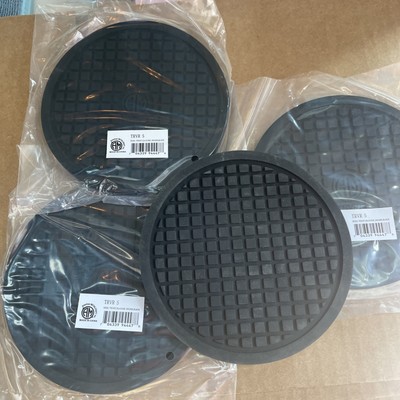 (4) American Metalcraft Trivet Silicone Round Black 5.05'' x 4.95'' Black TRVR 5!