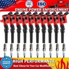 10 Pack Ignition Coil and Iridium Spark Plug For Ford E-350 6.8L V10 DG508 SP479