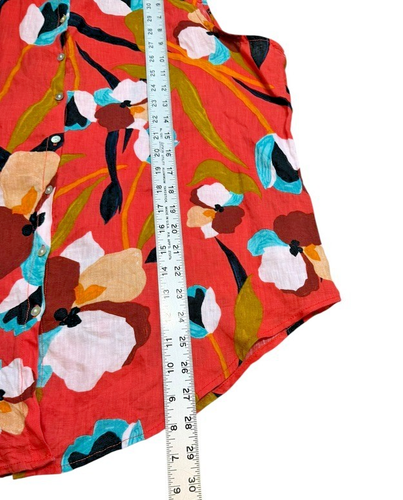 Sigrid Olsen Red Floral Linen Tank Top Sleeveless Women's Size XL Button Up - Picture 6 of 6