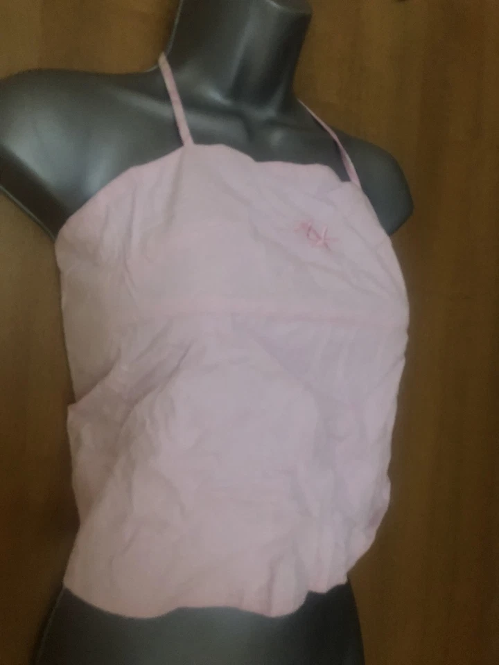 Animal Halter Backless Top Pink Cropped Reversible UK Size 8 Slight Use - Image 2 of 4