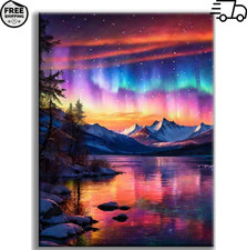 Aurora Diamond Art Kits for Adults, 5D Starry Sky Lake Diamond Painting Kits for