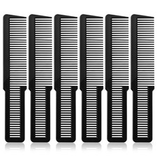 Pimoys 6 Pieces Hair Cutting Comb for Women, Professional Barber Combs Black