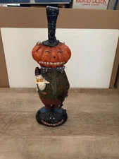 Halloween Figurine - Primitive Style - Sparkly Pumpkin and Ghost