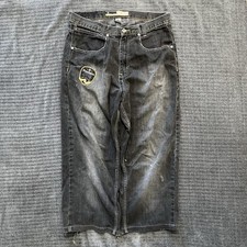 Y2K Southpole Jeans Mens 34x30 Faded Black Baggy Wide Hip Hop Skater Punk