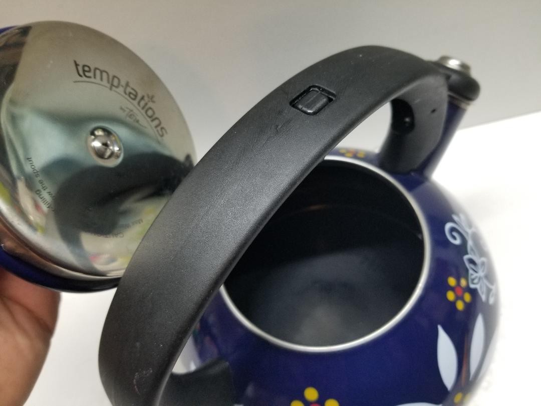 Temp-tations By Tara 2.3 Qt Blue Tea Kettle Teapot Stovetop Safe Excellent