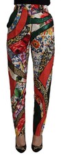 Dolce & Gabbana Multicolor Patchwork Jacquard High Waist Women's Pants