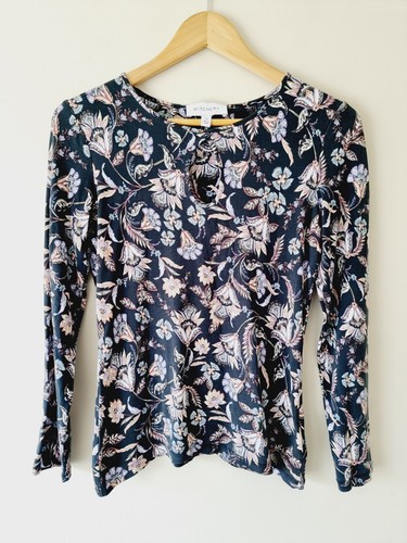 WITCHERY Floral Jersey Keyhole Long Sleeve Blouse Top SIZE XS 8 - Picture 3 of 8