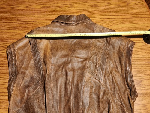 Italian Designer Soft Brown Leather Jacket/Vest Sz XL, Zip- Out Sleeves, EUC - Picture 7 of 15