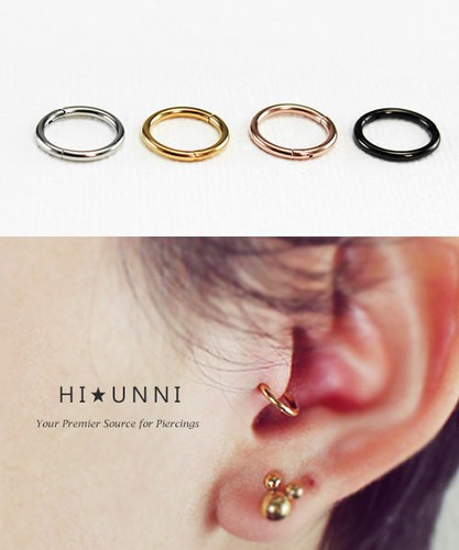 16g 18g Hinged cartilage helix tragus hoop earring, Rose gold Septum ring, 1pc - Picture 1 of 9