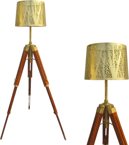 Nautical Floor Lamp Hollywood Vintage Home Decor Lamp Shade Tripod Stand Home - Picture 2 of 4